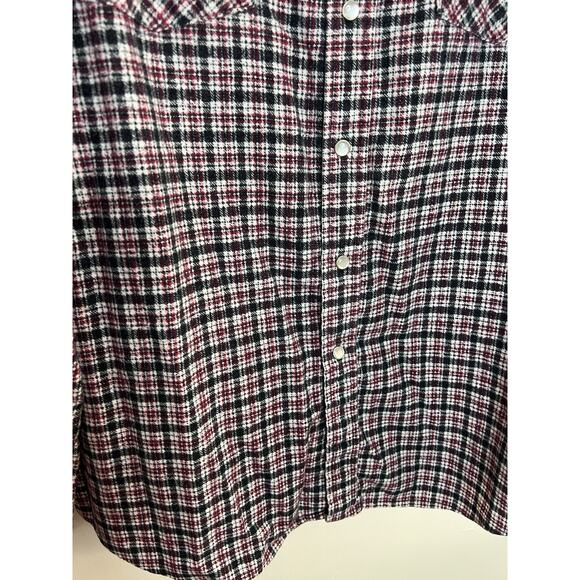 Haband Mens Pearl Snap Western Shirt Medium Long Sleeve Work Wear Flannel Collar - Picture 4 of 10